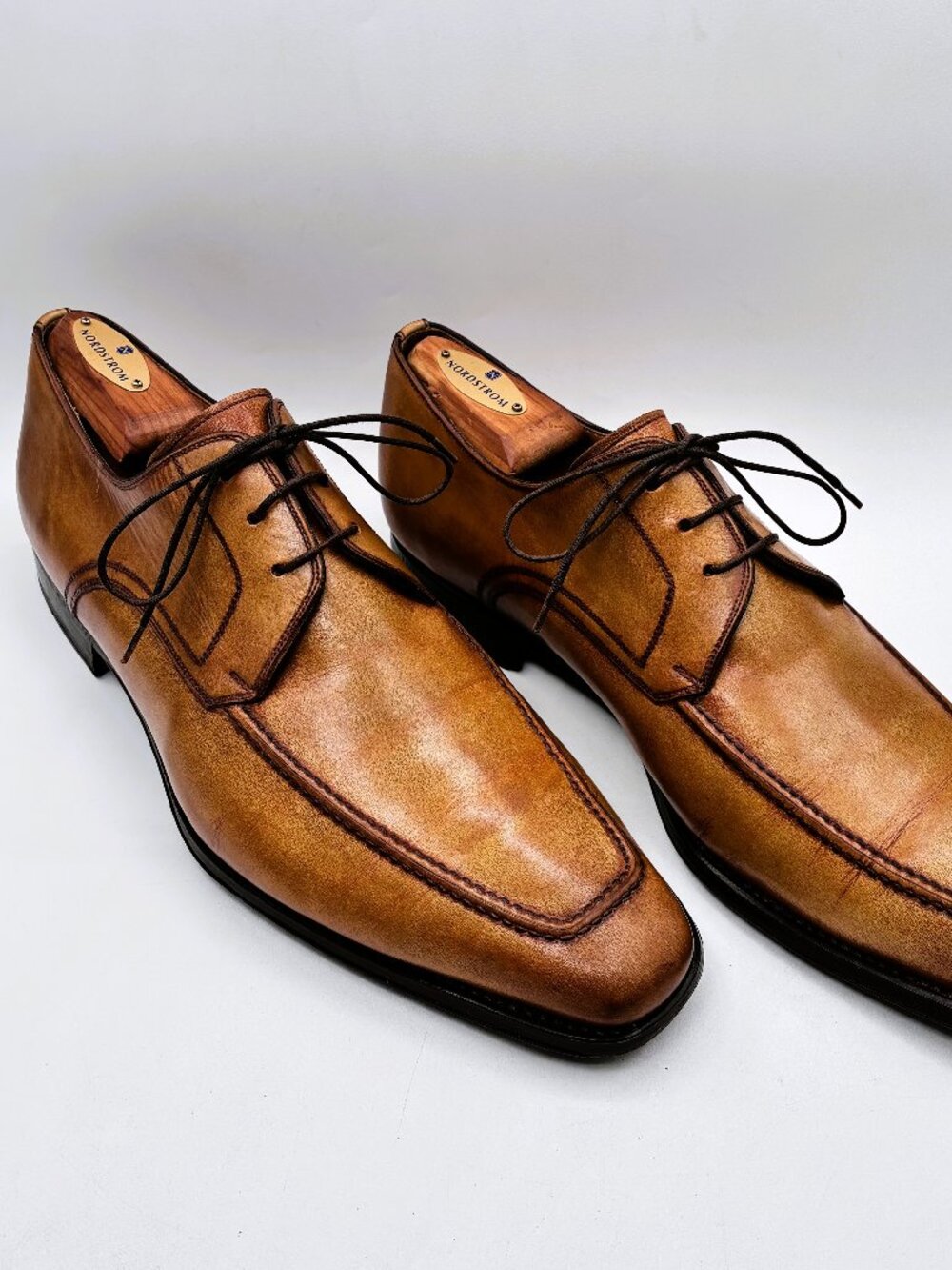 Magnanni 13723 Apron Toe Tan Leather Oxford Shoes Men Size 10 M - Made in Spain